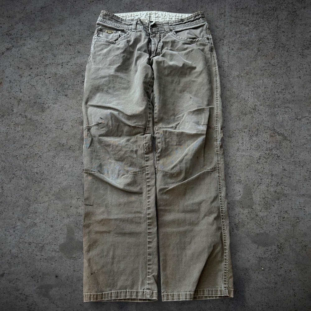 Kuhl Kanvus Jeans Size 32 Kahki Faded Distressed Hiking Utility Gorpcore